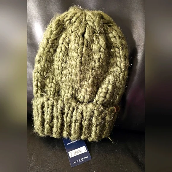 Lucky Brand Olive Green Knit Beanie New With Tags One Size Fits All - Picture 1 of 11